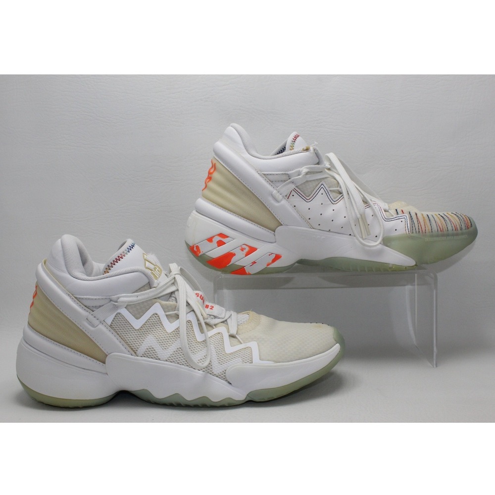 Adidas DON Issue 2 Mens White Multi Color Basketball Shoes FZ1395 Size 8.5